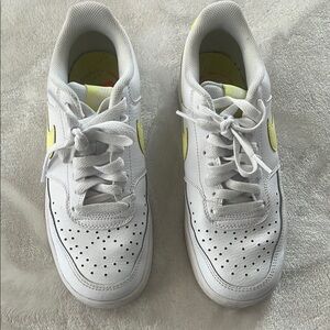 Nike Air White and Yellow Perforated Sneakers
